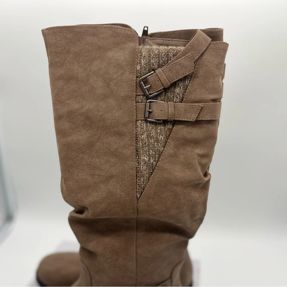XOXO Women's MUFFY-C Mid Calf Boot, Taupe, 10
